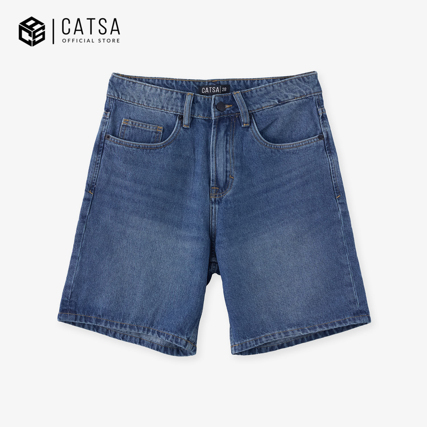 Quần jeans lửng đen xanh nam catsa form slimfit dày dặn bền màu qsm044-045