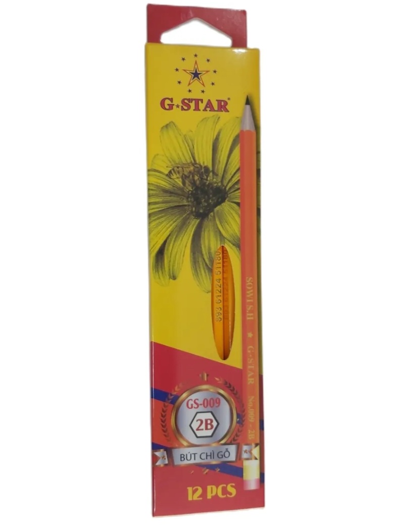 Bút chì gỗ gstar 2b có gôm học sinh