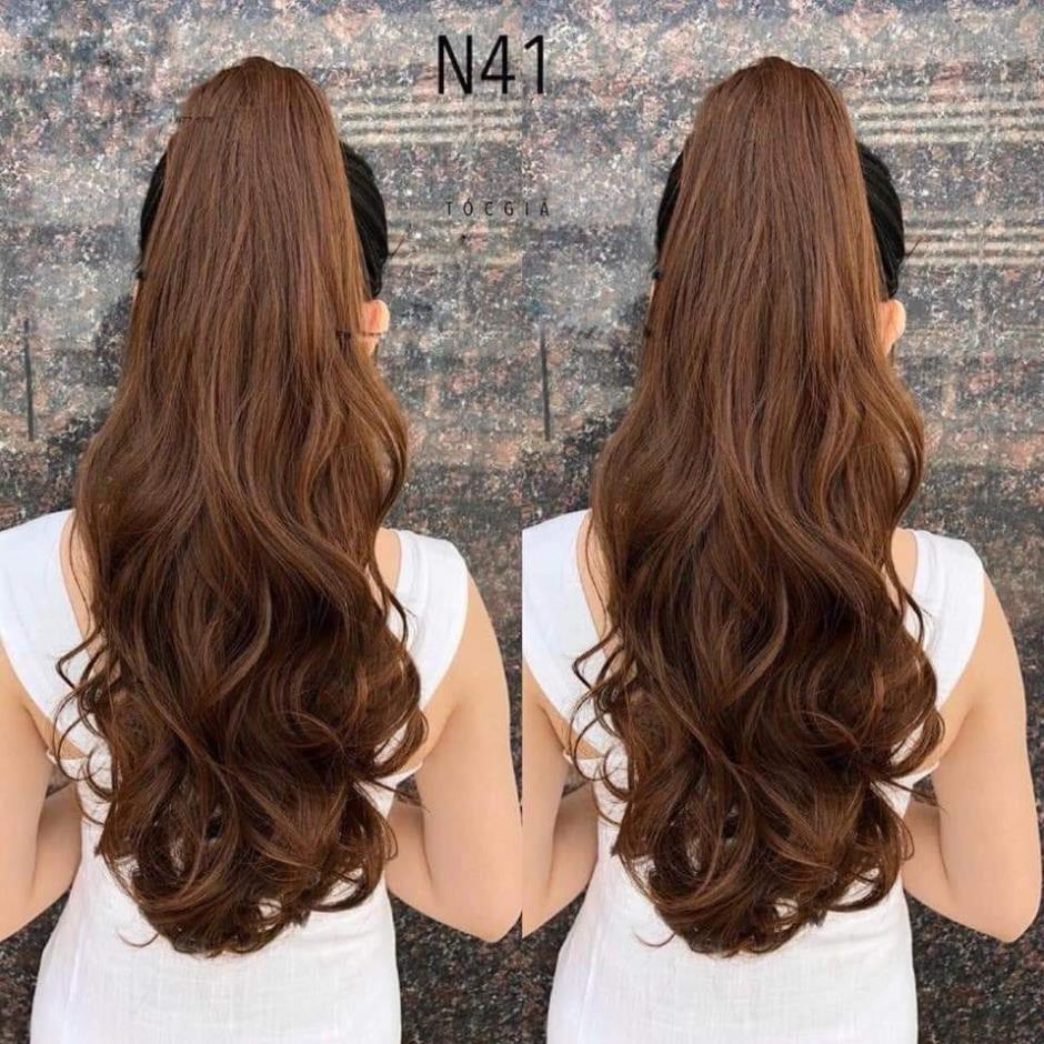 Tóc giả ngoạm đuôi tóc xoăn sóng dài 50cm. Mã N41