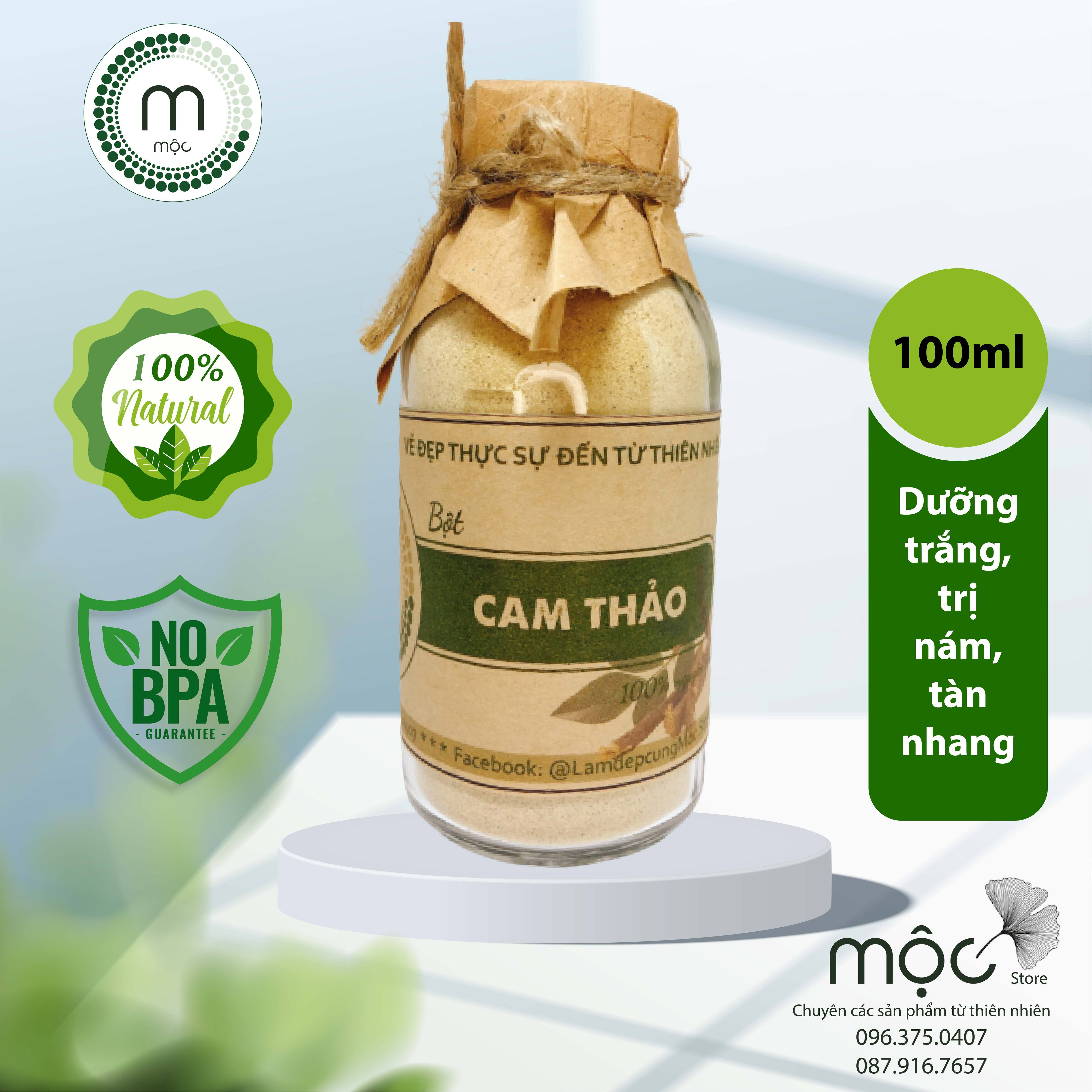 Bột mặt nạ Cam Thảo làm trắng da, mờ thâm nám túi dùng thử 10g và chai 100ml chính hãng