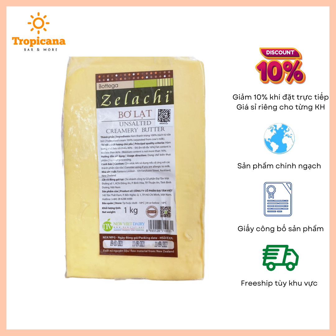 Bơ thực vật lạt Bottega Zelachi 1kg