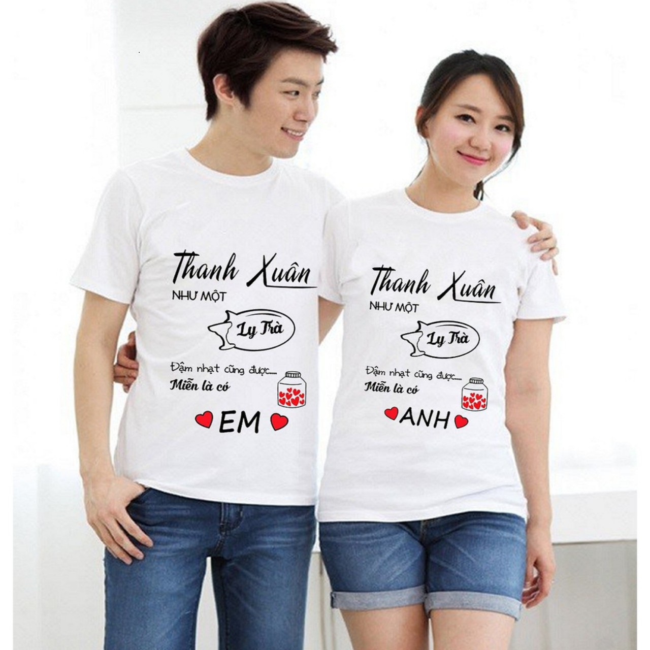 Áo thun đôi in thanh xuân như một li trà