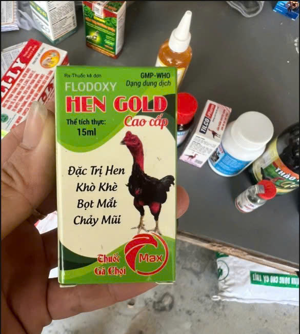 Hen Gold Cao Cấp dùng cho gà khò khè, chảy nước mắt, nước mũi, sưng phù đầu mặt