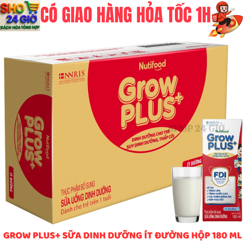 [ CHỈ GIAO CHO ĐƠN HỎA TỐC Ở HCM ] Sữa Bột Pha Sẵn Nutifood Grow plus Ít Đường đỏ 180ml