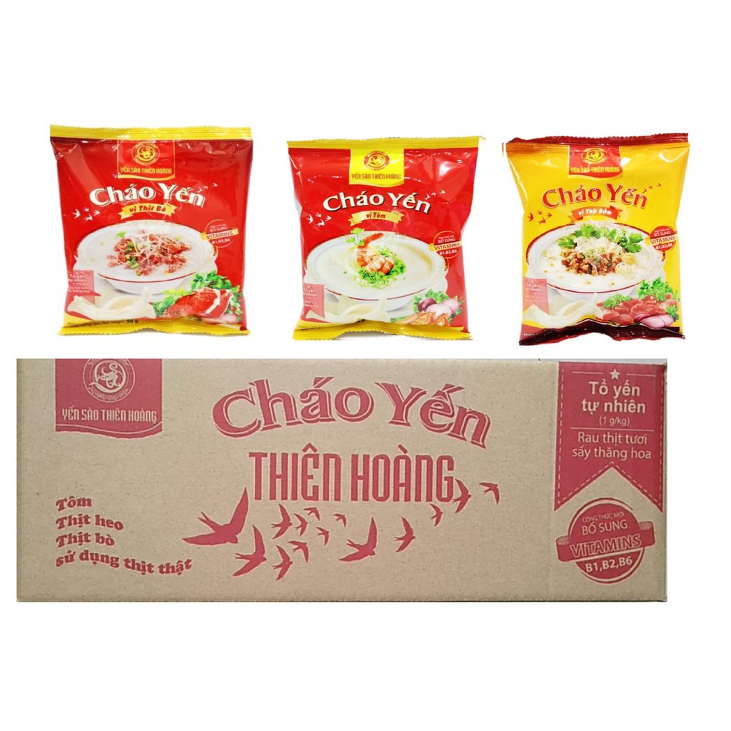 Combo 30 gói cháo yến thiên hoàng tiện lợi-thiên nhiên-dinh dưỡng - tôm