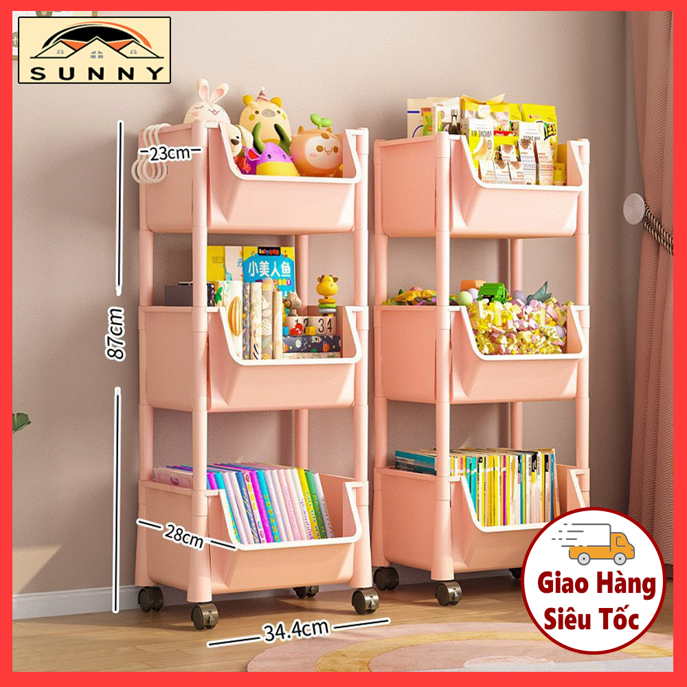 Kệ đựng đồ đa năng 3 tầng có bánh xe di chuyển - kệ để đồ đa năng bằng nhựa cao cấp, kệ nhựa làm xe đẩy spa di động, kệ đựng đồ nhà bếp gia dụng sunny