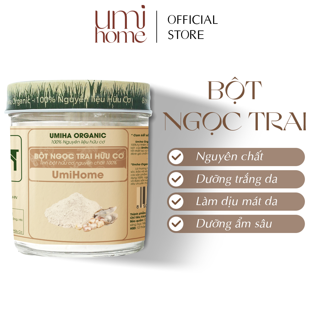 Bột Ngọc Trai đắp mặt nạ hữu cơ UMIHOME nguyên chất 135g | Dưỡng ẩm giảm mụn làm sạch da hiệu quả