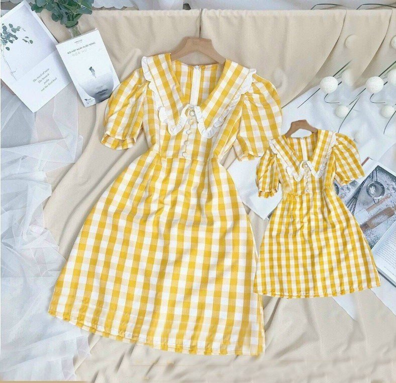 Set đầm mẹ bé dễ thương