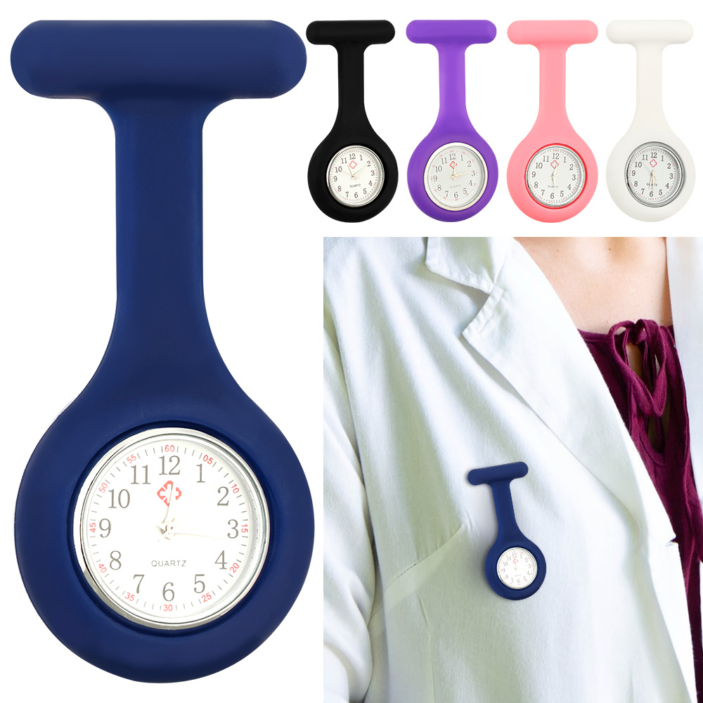 Fjsln7 phụ nữ Silicone ve áo đồng hồ với món quà thứ hai tay Fob clip trên đồng hồ cho y tá điều dưỡng