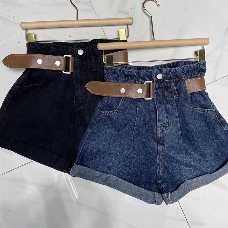 Quần short bò cạp cao kèm đai,, quần sooc bò chất liệu bò dày dặn hàng quảng châu siêu đẹp