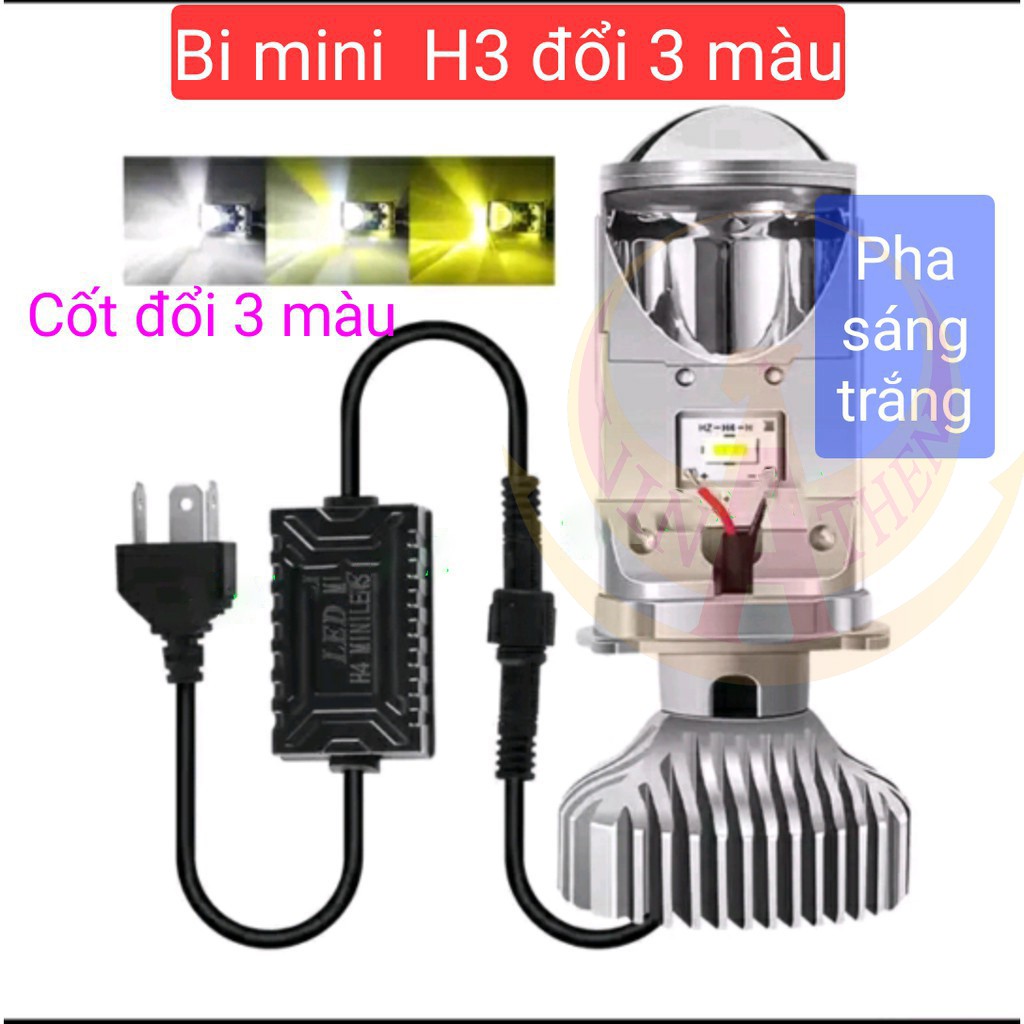 Bi cầu mini h4 cốt đổi 3 màu 3000k 4500k 6000k
