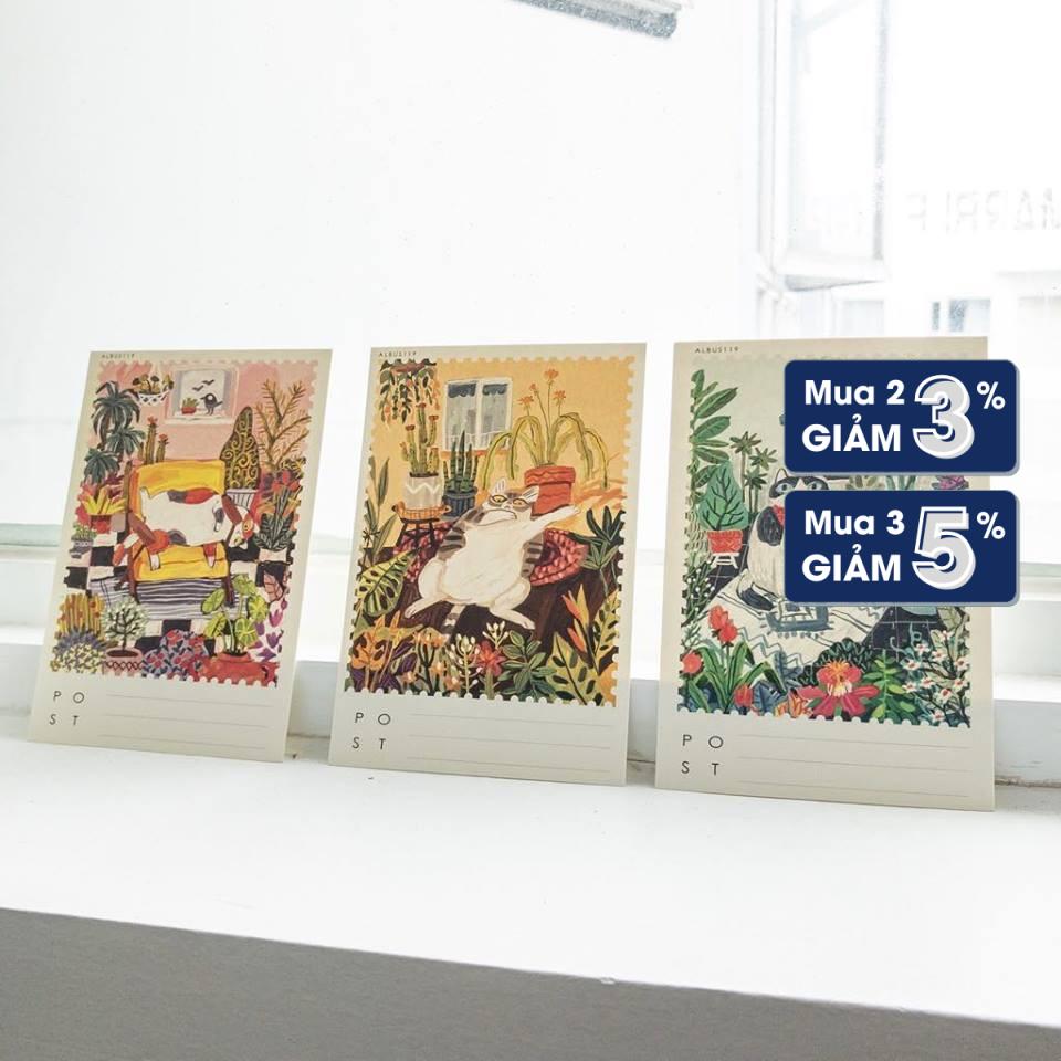 Bộ 3 Postcard Mèo [HÀNG THIẾT KẾ] | Thiệp sinh nhật l bưu thiếp | thiệp l Zip A1