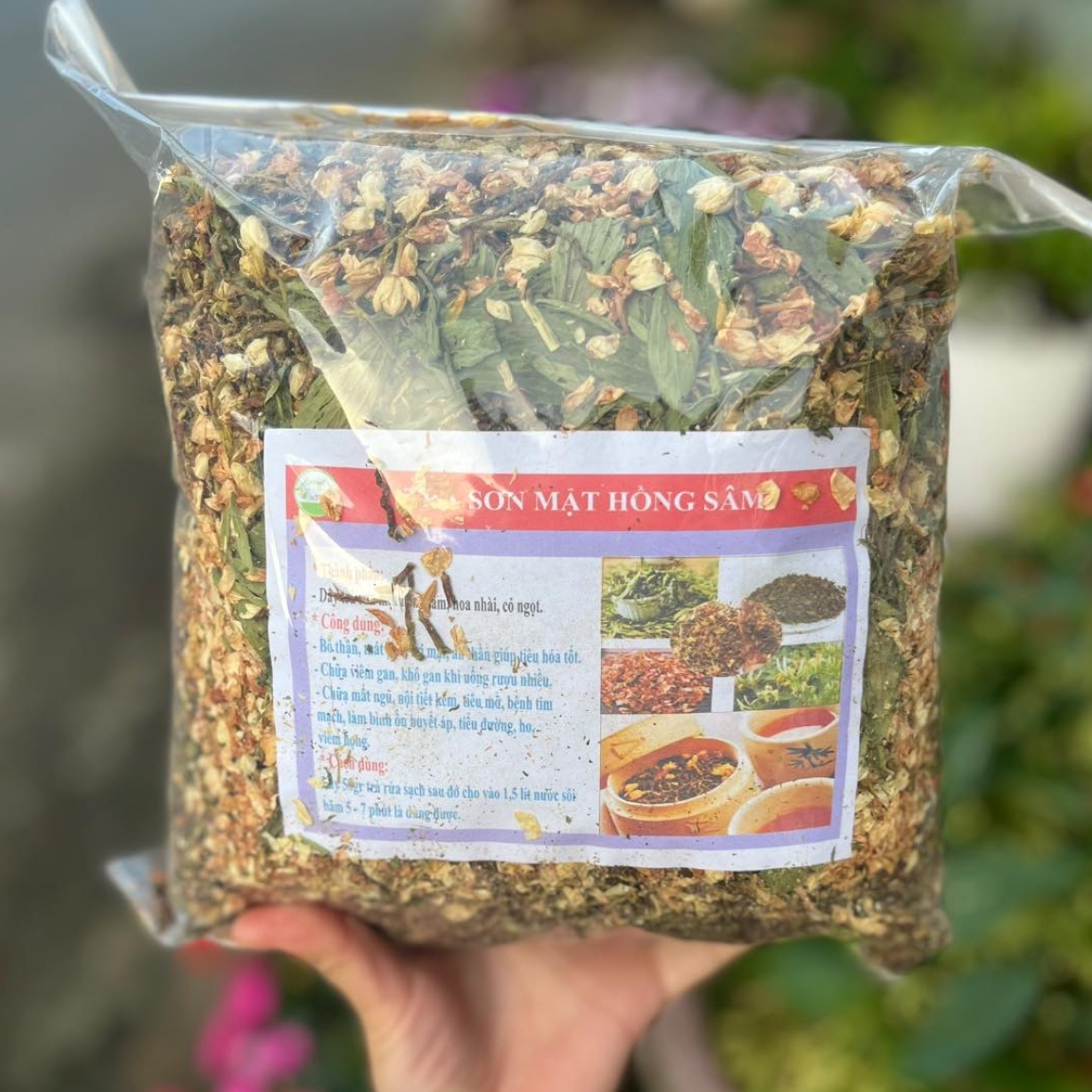 (1kg) Trà sơn mật hồng sâm Sapa loại 1 mix hoa nhài, cỏ ngọt. Thảo mộc giúp giải độc, mát gan, ngủ ngon