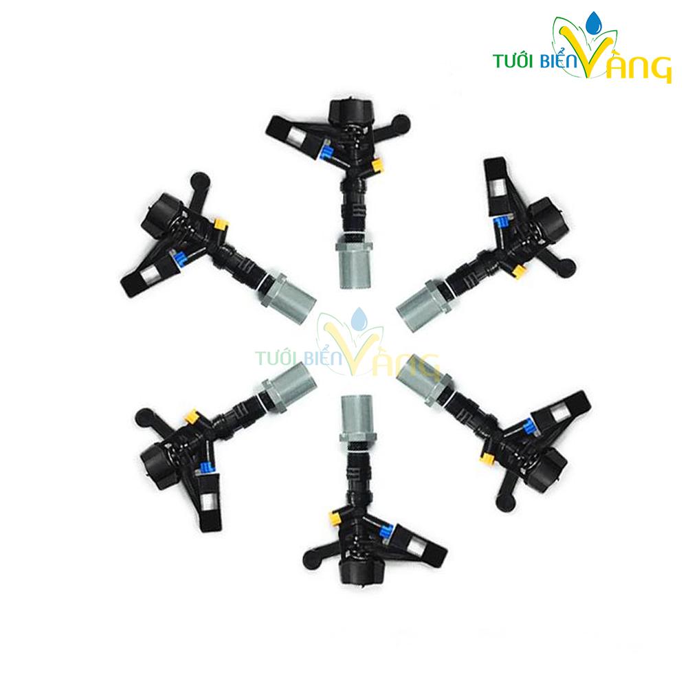 Bộ 06 Béc phun mưa cánh đập bán kính 10 mét tặng kèm chân nối phi 21