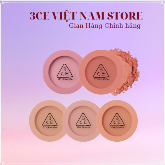 [FULL MÀU] Phấn Má Hồng 3CE Face Blush (Delectable - Mono Pink - Rose Beige)