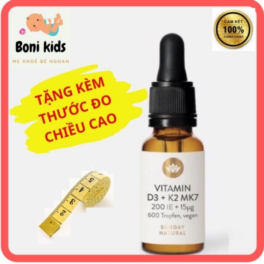 Vitamin D3 K2 MK7 đức Sunday Natural 20ml Cho trẻ từ sơ sinh hỗ trợ hấp thụ canxi cho bé tăng chiều cao dạng Nhỏ Giọt tiện lợi freeship trả bill