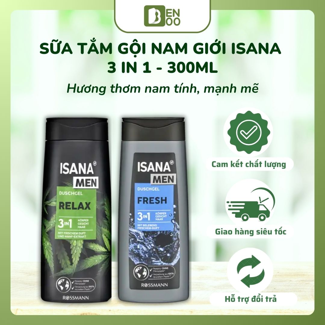 [Chính hãng] Sữa tắm gội nam giới hương nam tính ISANA 3 in 1 chai 300ml