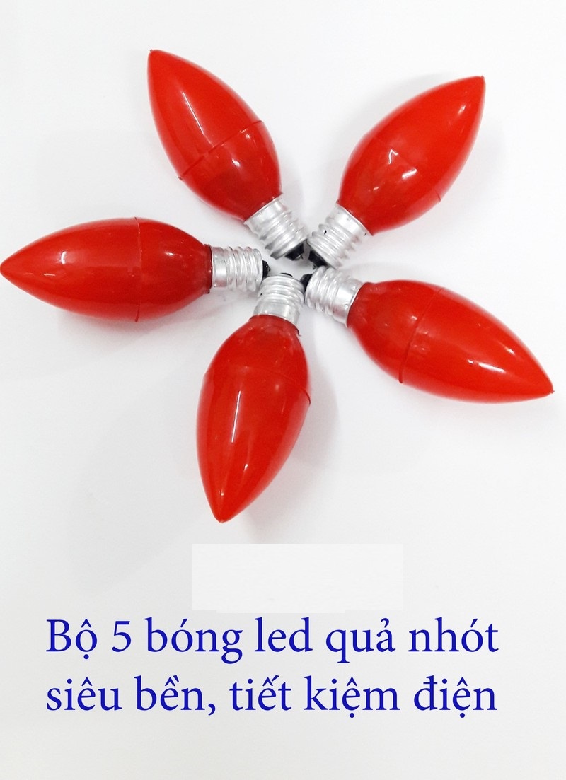 Bộ 5 bóng đèn led quả nhót đèn trái ớt dùng thắp ban thờ điện thờ trang trí nhà cửa...