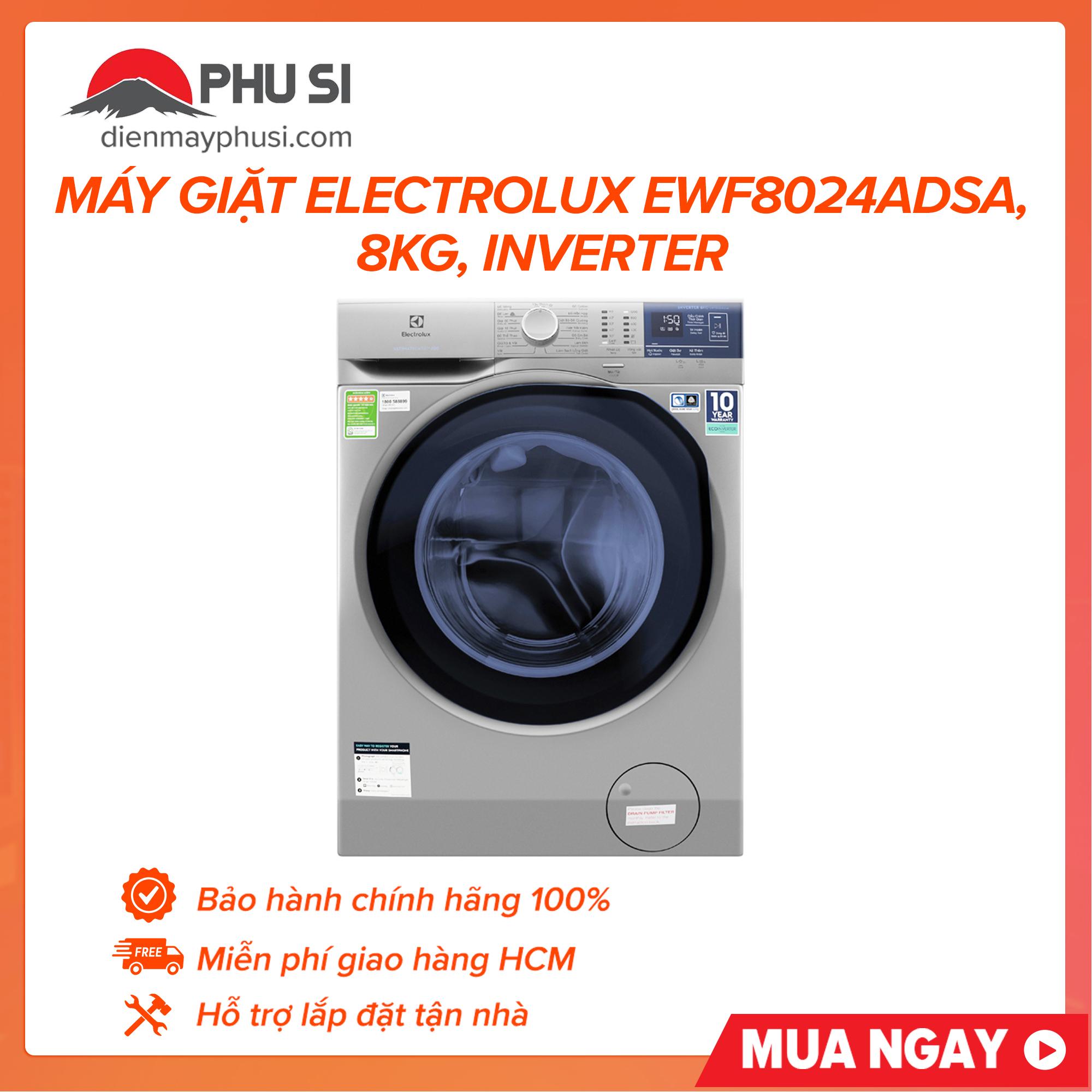 Trả góp 0% - bảo hành 2 năm - máy giặt electrolux ewf8024adsa 8kg inverter