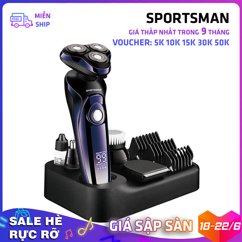 Máy cạo râu đa năng cao cấp 4 trong 1 SPORTSMAN SM-530 Tông đơ cắt tóc nam chuyên nghiệp, Máy tỉa lông mũi