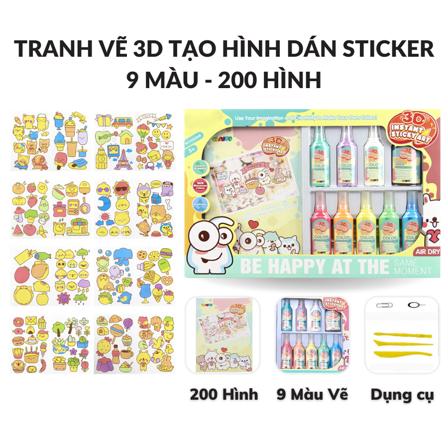 Đồ Chơi Tranh Vẽ 3D Dạng Gel Tạo Thành Sticker Có Thể Gỡ Ra Dán Được Không Cần Dùng Keo