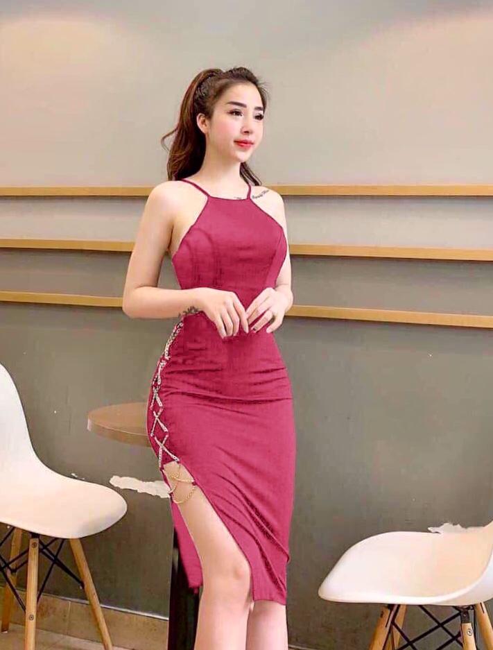 Váy BODY Cổ Yếm Xẻ Đùi Cách Điệu KIDLove Store Free Size 40-55Kg Hàng Giá Rẻ Chất Lượng Cao