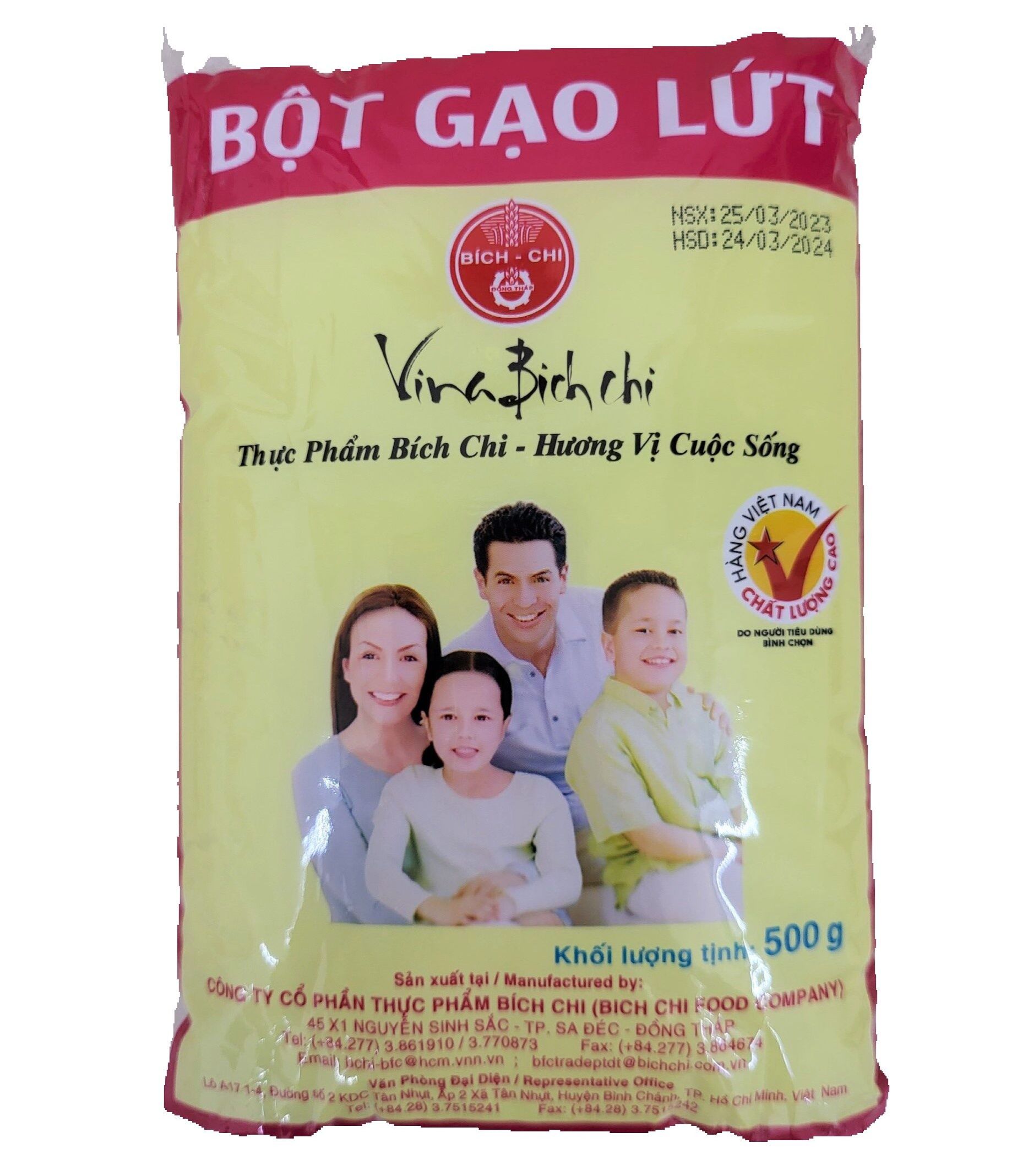 (GÓI 500g) BỘT GẠO LỨT NGUYÊN CHẤT BÍCH CHI Original Unpolished Rice