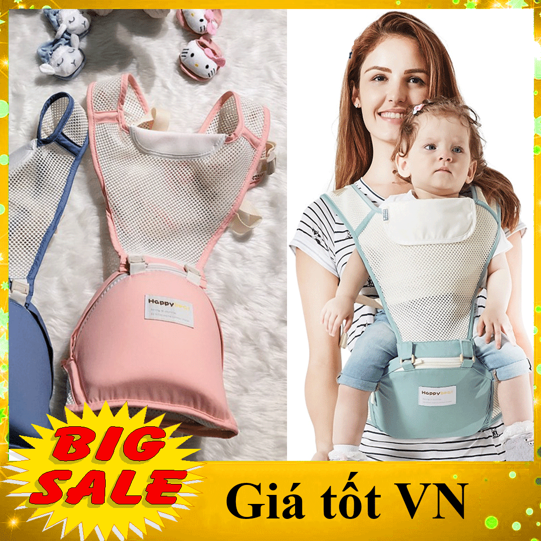 [CAM KẾT Y HÌNH - CHẤT ĐẸP- HAPPYBEAR] địu em bé có bệ ngồi chống gù lưng cho bé, đai địu thoáng khí mềm mại giảm đau mỏi cổ vai lưng cho cha mẹ, điệu trẻ em có ghế ngồi có thể tháo rời