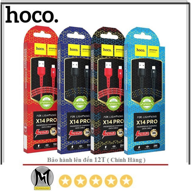 Cáp sạc nhanh hoco x14 pro lightning 1m/2m - cho iphone/ipad - bh 12 tháng