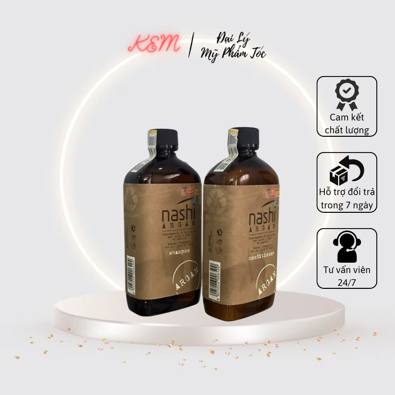 NASHI - Dầu gội đầu Nashi Argan 500ml x2 - Dầu gội cặp dưỡng tóc, phục hồi hư tổn từ sâu bên trong