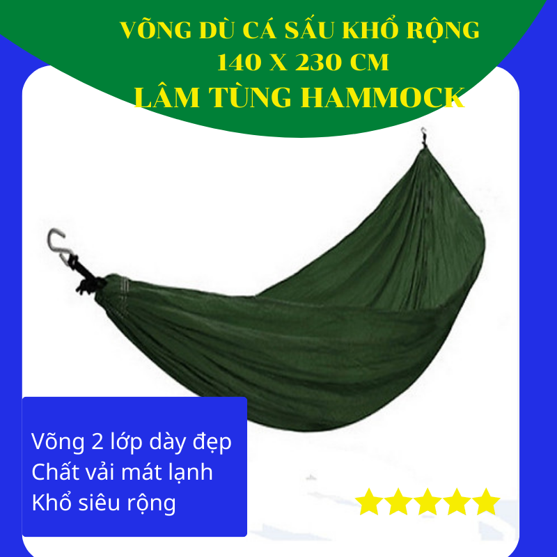 [HCM]Võng dù bóng khổ 140x 230cm loại dày -rộng-đẹp có dây và không dây