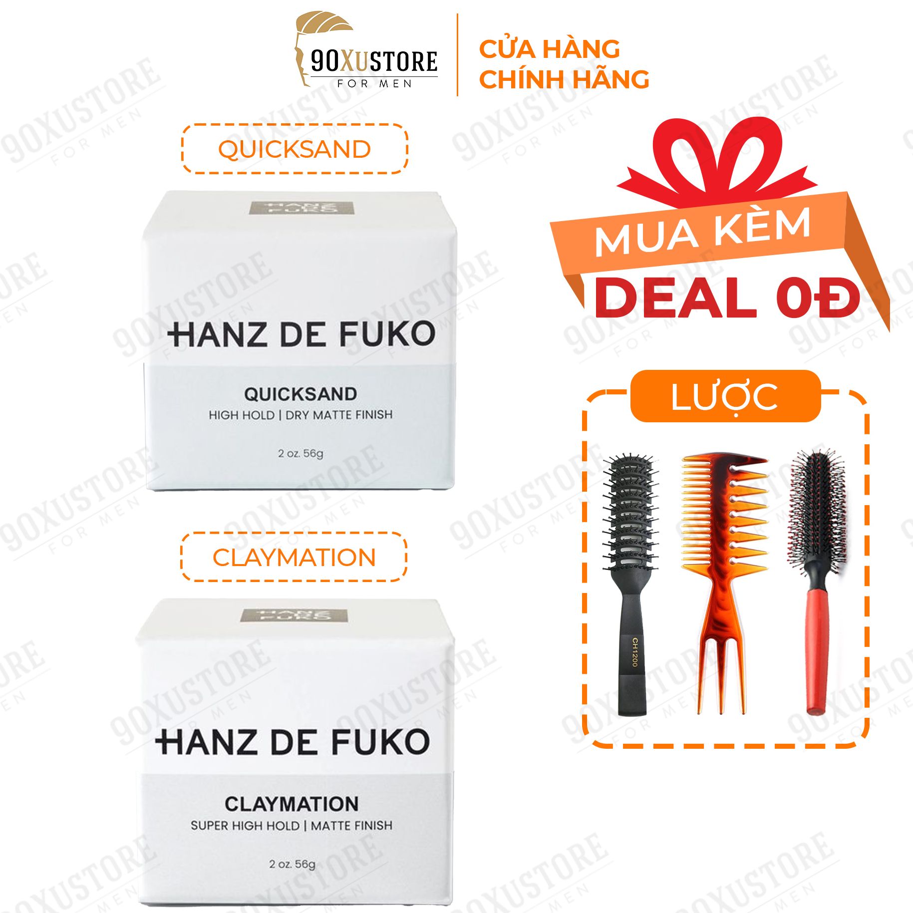 Sáp vuốt tóc nam tóc Hanz de Fuko Quicksand , Claymation , giữ nếp tóc , tạo kiểu tóc