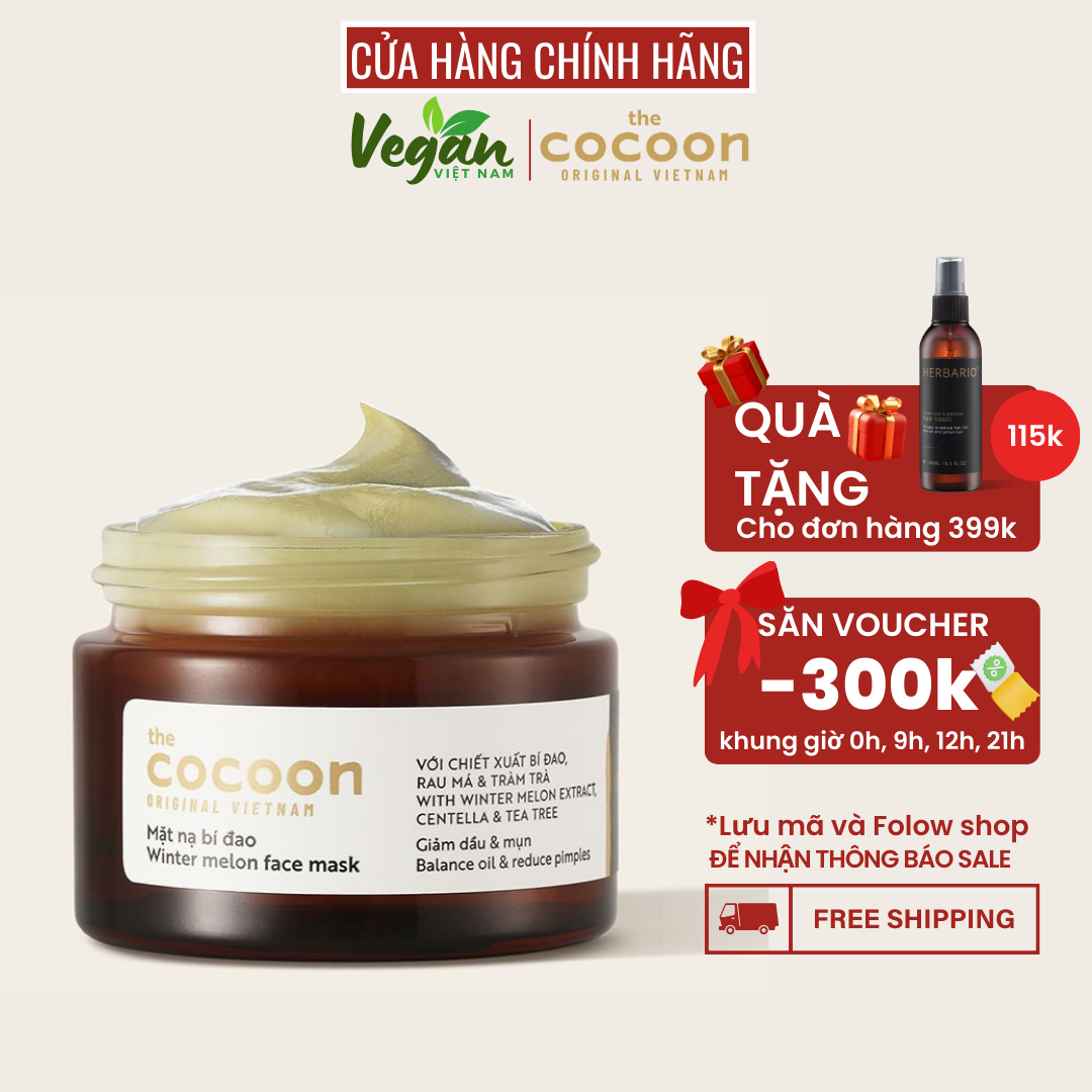 Mặt nạ cao bí đao hỗ trợ trị mụn bọc, mụn ẩn dưới da, làm sáng da cocoon - Vegan Việt Nam