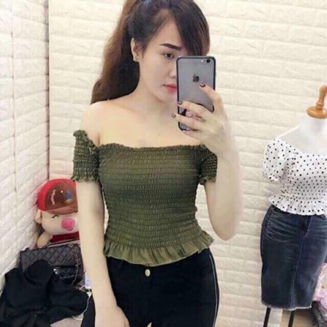 Áo nhún trễ vai siêu xinh ad