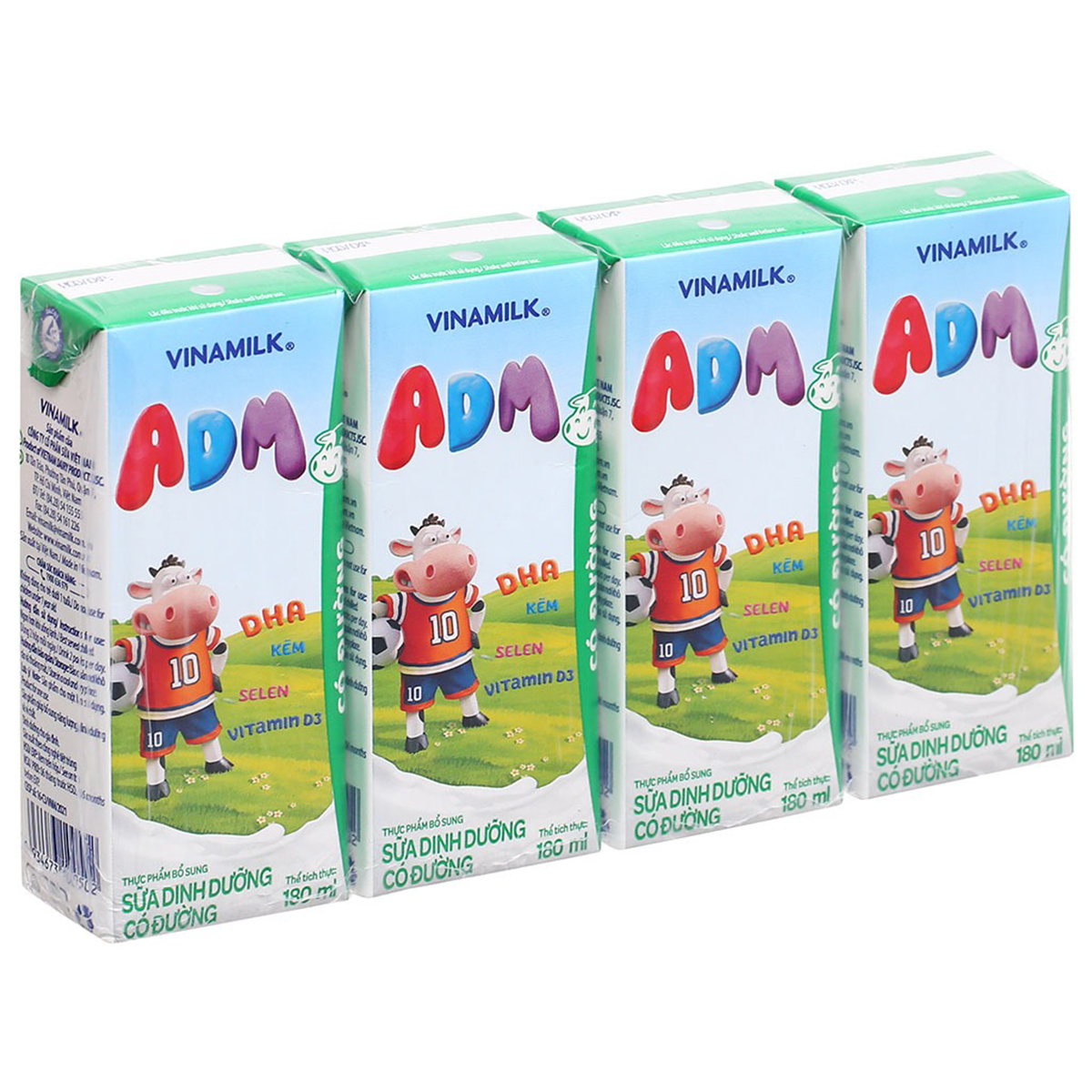 Lốc 4 hộp sữa dinh dưỡng có đường Vinamilk ADM 180ml