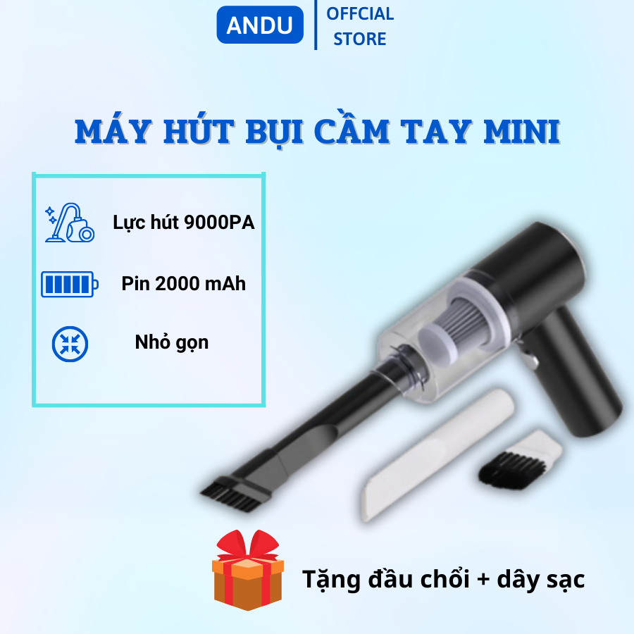 Máy hút bụi cầm tay mini - máy hút bụi cầm tay không dây siêu mini lực hút cực mạnh sử dụng hút bụi ô tô, bụi giường