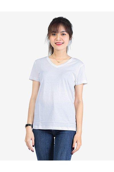 Áo thun trơn nữ cổ tim UNIU màu trắng