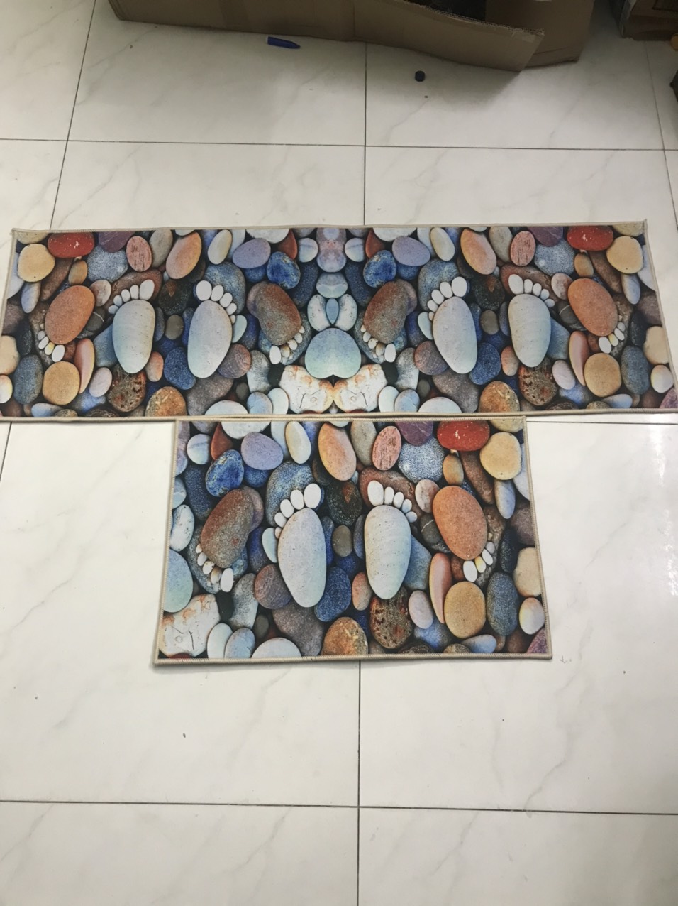 Bộ 2 thảm bếp 3d chống trơn trượt hình đá (kt40120