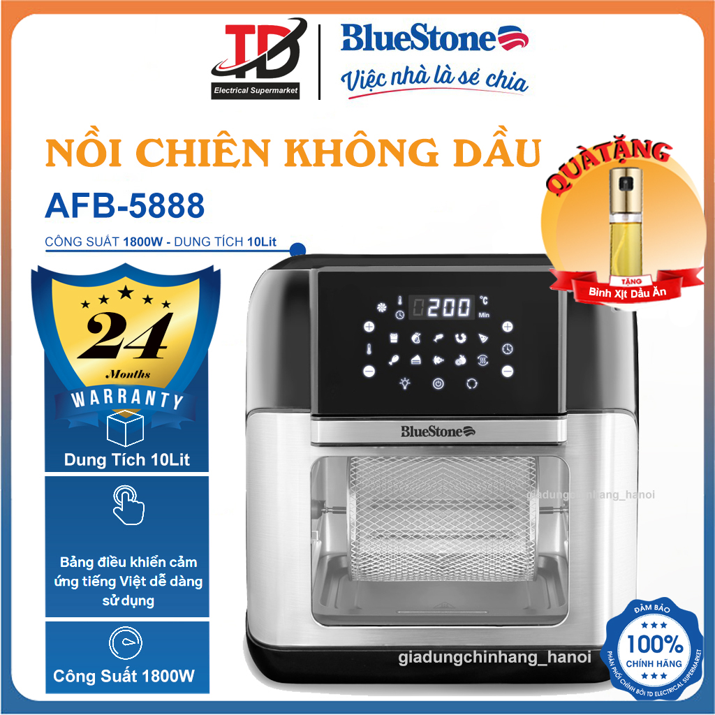  Nồi Chiên Không Dầu Bluestone AFB-5888 1800W - 10Lit Bảo Hành Chính Hãng 2 Năm 
