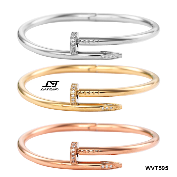 [HCM]Vòng tay nữ titan Cây đinh đính đá ver5 WVT595