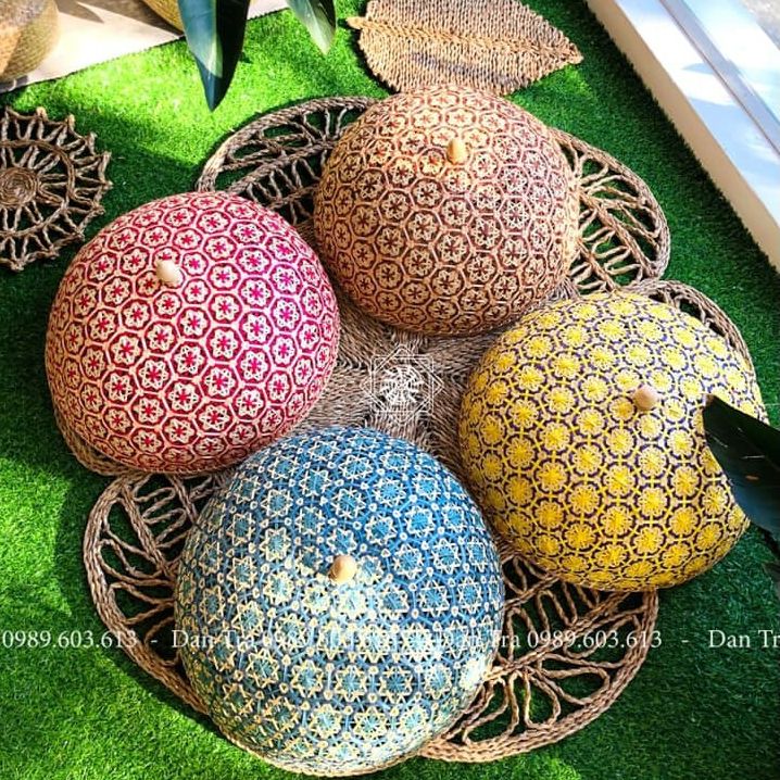 Lồng bàn tre hoa thị - lồng bàn tre họa tiết xinh xắn - hàn thủ công mỹ nghệ mây tre đan - decor tre đan trà - decor mây tre đan