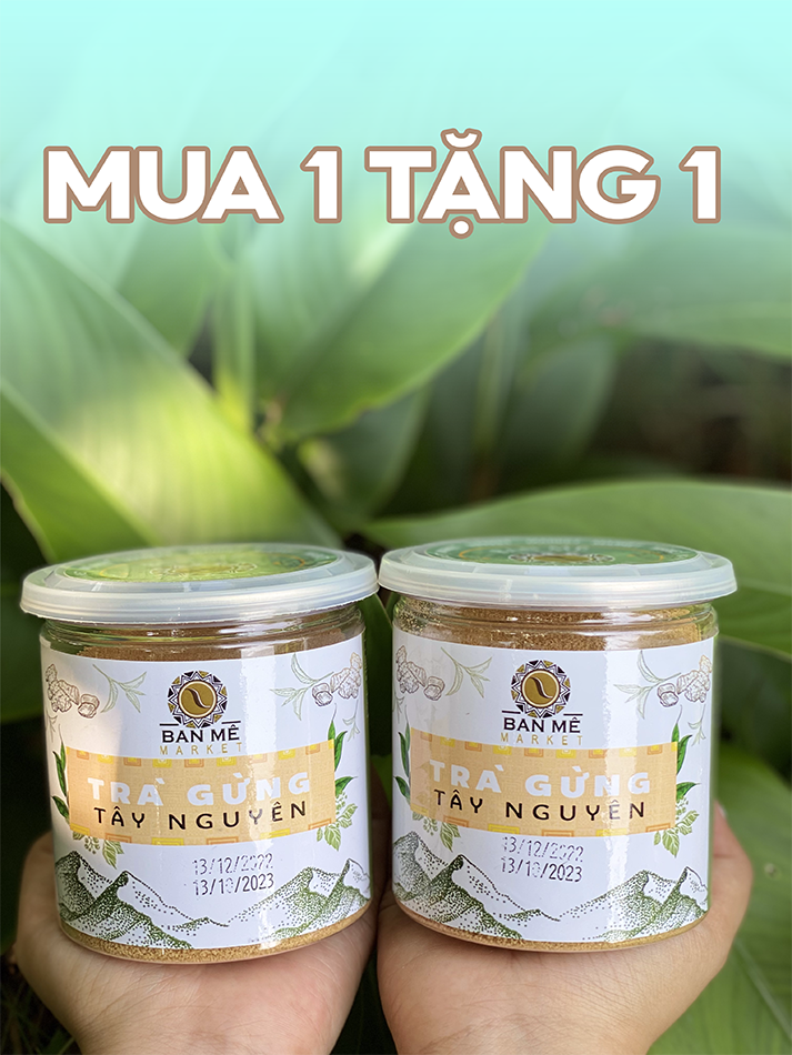 Trà gừng tây nguyên, trà gừng loạt 1, 100% gừng tươi nguyên chất, cay nồng, trà gừng nhà trồng từ ban mê market