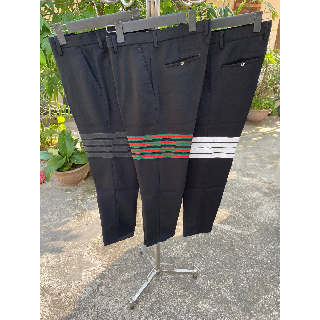 Quần âu thom 4 vạch thêu,vải tăm lì dày dặn