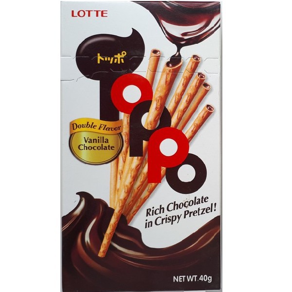Bánh que Lotte Toppo hương vani nhân socola hộp 40g