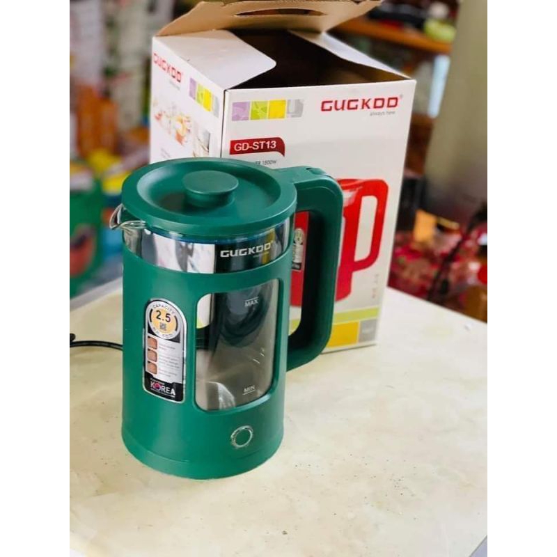 Ấm siêu tốc gugkoo thủy tinh 2.5 lít, ấm đun nước siêu tốc trong suốt công suất 1500w