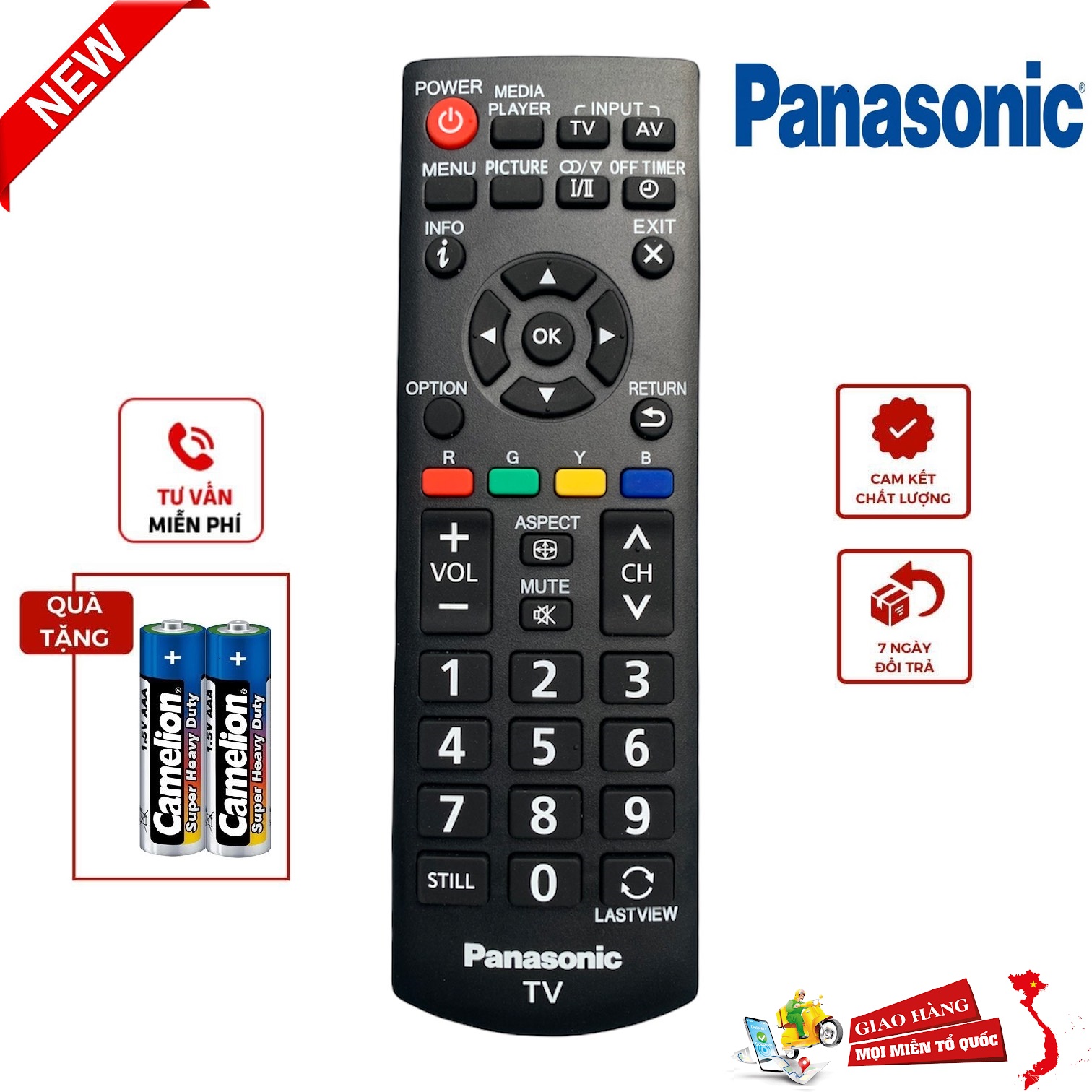 Điều khiển tivi Panasonic N2QAYB000823 Hàng chính hãng  BH 6 tháng, tặng