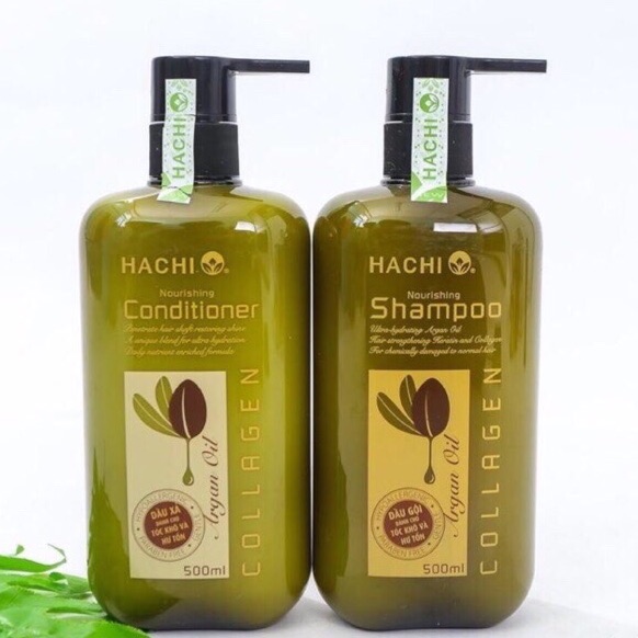Gội Xả HACHI COLLAGEN trà xanh, bưởi, argan, olive