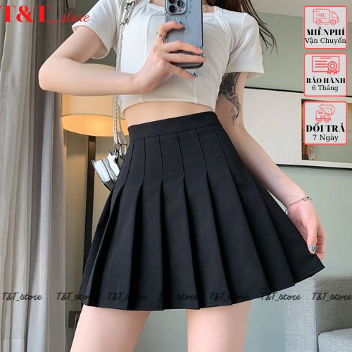 Chân váy ngắn tennis Chân váy xếp ly lưng cao có quần mặc trong phong cách Hàn Quốc vải tuyết mưa siêu xinh T&T_store