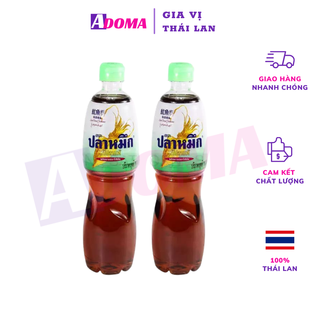 Nước mắm mực Thái Lan ADOMA nguyên chất hiệu Squid Brand Fish Sauce 700ml thượng hạng nhập khẩu