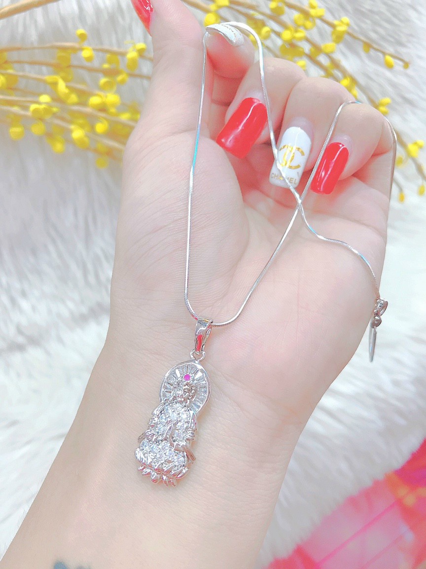 Dây chuyền nữ Bạch Kim Phật Quan Thế Âm, 85R Mẫu Mới 7 THÚY PHỤNG cho độ sáng lấp lánh cao ,cam kết không đen,không bay màu,không gây dị ứng, thích hợp đi tiệc cực sang chảnh, day chuyen bac dep, trang suc vang nonU.daychuyen100